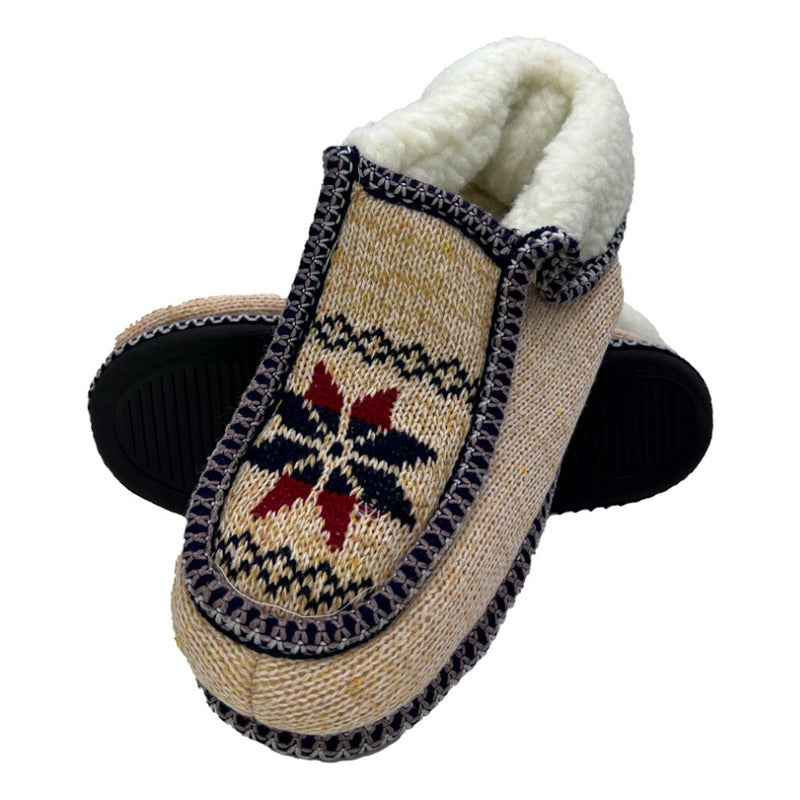Pantufla Con Suela De Goma Y Borrega