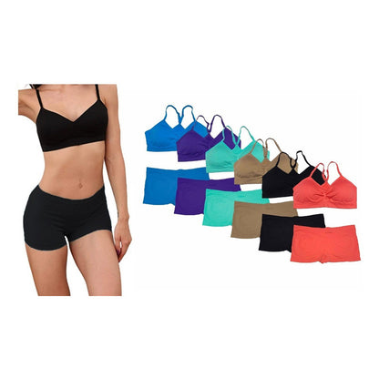 Coordinado Boxer Y Top Dama Pack 6 Pzas, 6 Colores Diferente