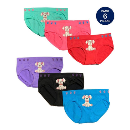 Pantaleta Licra Niña, Paquete 6 Piezas, 6 Diferentes Colore